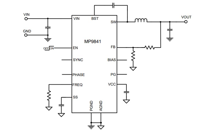 Application Circuit Diagram - Monolithic Power Systems (MPS) MP9841/MPQ9841 Synchronous Step-Down Converters